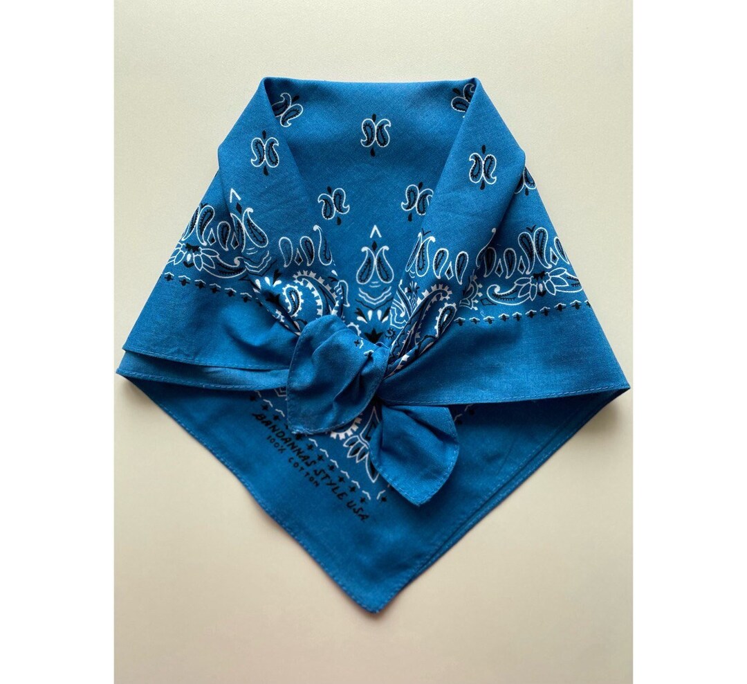 Vintage USA Style Cotton Bandana Small Cotton Scarf Paisley Folk ...