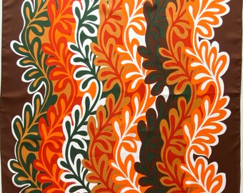 Foulard Vintage Orange Et Marine En Polyester - Neuf Sans étiquettes - 27x120cm