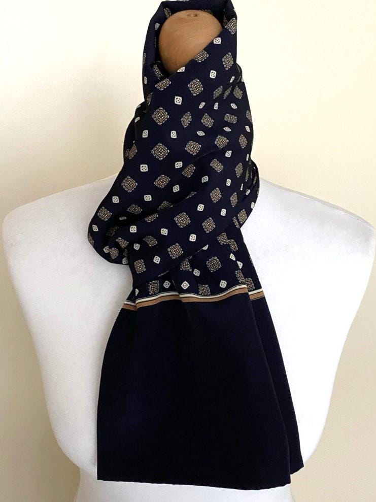 Men's Vintage KKUSEBO Long Scarf Double Layer Dark Navy