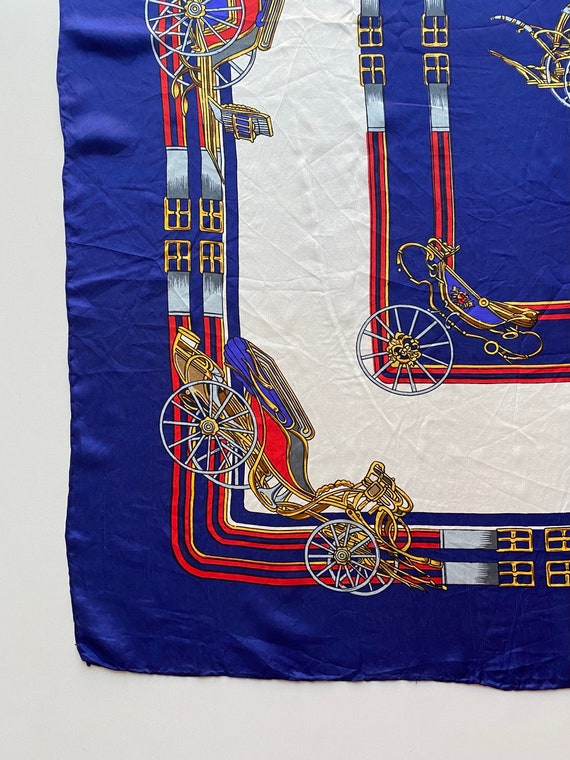 Vintage Silk Royal Carriage Print Scarf Large Nec… - image 3