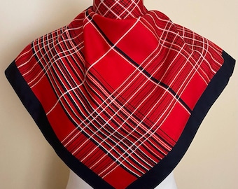 Vintage Kariertes Bandana Viereck Halstuch Rot Marine Kariertes Halstuch Retro Foulard Haarband 26,4x26,4" 67 x 67 cm