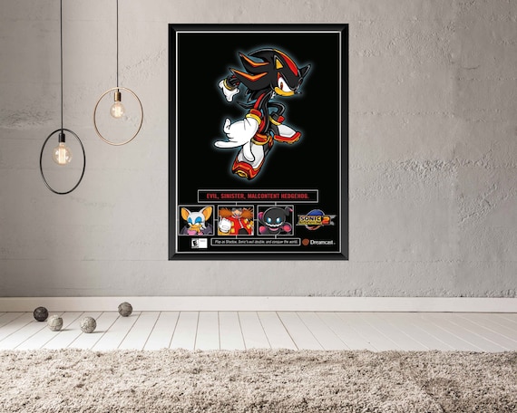 Sonic Adventure 2 SHADOW Dreamcast Arcade Video Game Poster B2 