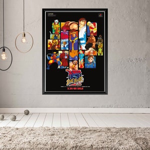 May include: A black and white poster featuring a collage of characters from the video game Street Fighter vs. X-Men. The poster has the title "Street Fighter vs. X-Men" and the text "2.25 ON SALE".