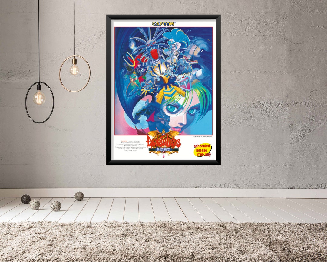 Quadro Darkstalkers The Night Warriors Pôster Arcade Capcom Americano - Final Frame Quadros