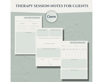 Therapy Session Notes for Clients, Counselling Notes, Canva Therapy Notes, Coaching Notes, Mental Health Notes, Therapy Resources