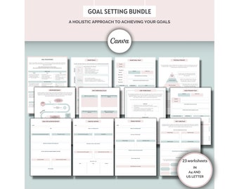 Goal Setting Worksheets, SMART GOALS, Goal Pyramid, Habit Tracker, Goal Planner Bundle, Self-Development, Self-Improvement, Personal Growth