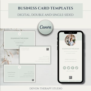 Canva-Vorlagen für druckbare und digitale Visitenkarten, Marketingtools für Therapeuten, einseitige und doppelseitige Karten, Therapieressourcen