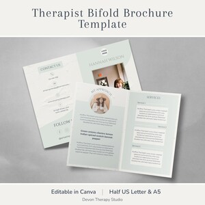 Therapist Bifold Brochure Template | Editable Canva Leaflet for Counsellors & Coaches (Digital Download)