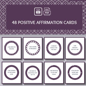 Positive Affirmation Cards, Self Love Affirmation Cards, Positive Quotes, Therapy Cards, Counselling Affirmation Cards, CBT, Printable PDF