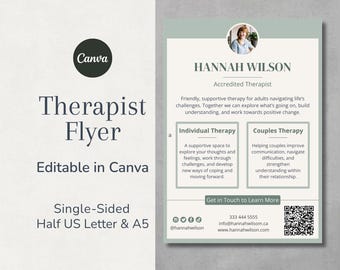 Therapist Flyer Template, Editable Marketing Flyer, Therapy Tools, Coaching Tools, Business Brochure, Leaflet, Pamphlet, Events flyer, Canva