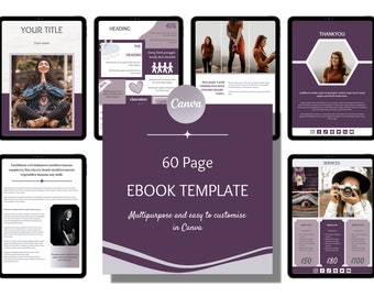 Ebook Template Canva, Lead Magnet Template, Canva Workbook Template for Course Creators, Small Business Owners, Life Coaches and Therapists