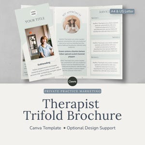 Therapeut Trifold Broschüre Vorlage | Bearbeitbares Canva Leaflet für Ratgeber & Coaches (Digitaler Download)