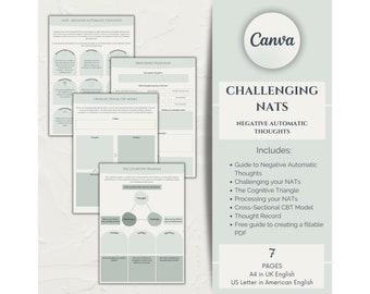 Challenging Negative Automatic Thoughts Worksheets, Cognitive Distortions Worksheets, Unhelpful Thought Processing Worksheets, CBT Therapy