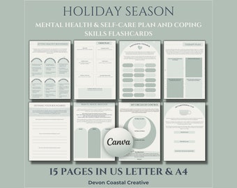 Holiday Mental Health Plan, Christmas Wellbeing Plan, Holiday Survival Plan, Boundary Setting, Therapy Bundle, Therapy Worksheets, Canva