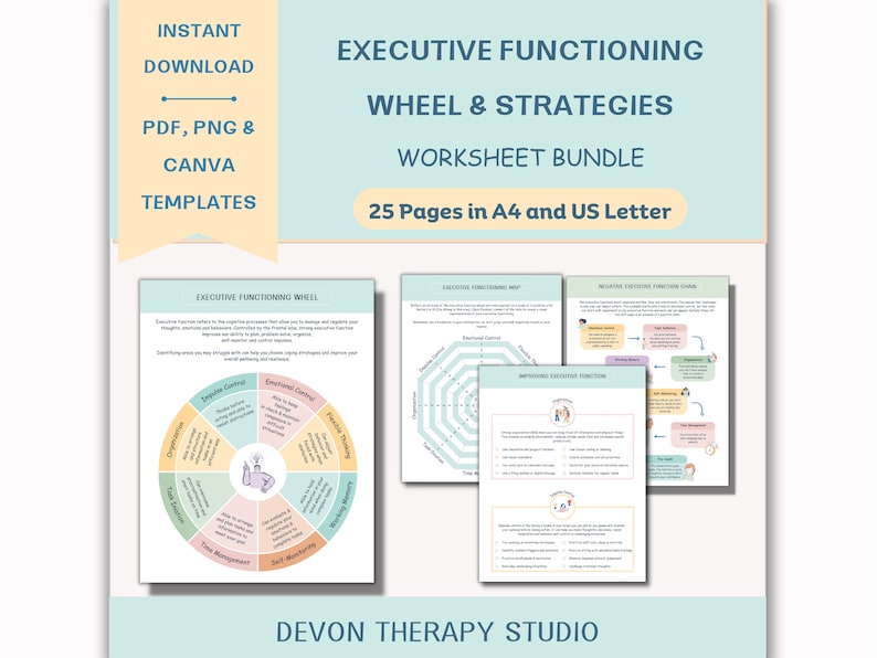 Executive Functioning Wheel & Strategies; ADHD Therapy; Working Memory ...