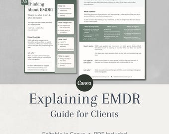 EMDR Therapy Flyer for Clients, Psychoeducation Handout, Editable Canva Template & Printable PDF, Therapy Resource