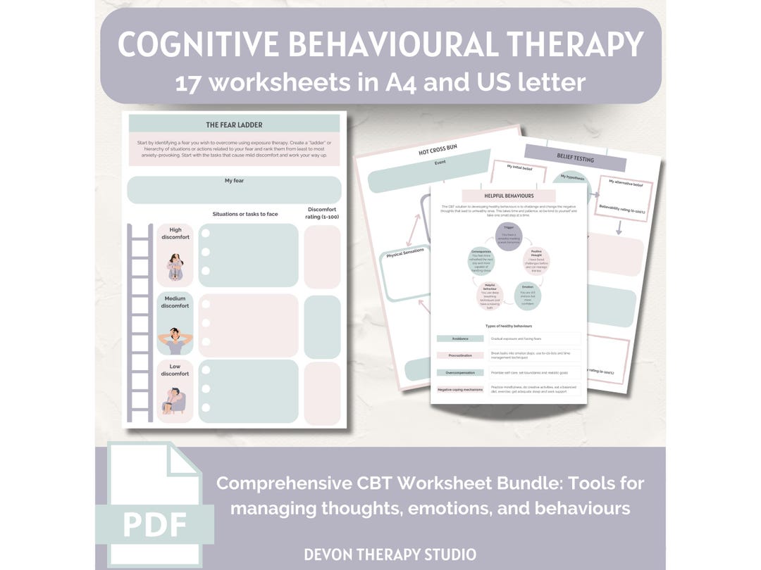 CBT Worksheets Bundle, Mental Health Worksheets, Cognitive Distortions ...