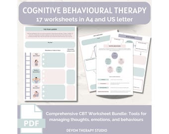 Zestaw arkuszy CBT, Arkusze zdrowia psychicznego, Zniekształcenia poznawcze, Terapia CBT, Błędy myślenia, Umiejętności radzenia sobie z lękiem, DBT, Psychologia