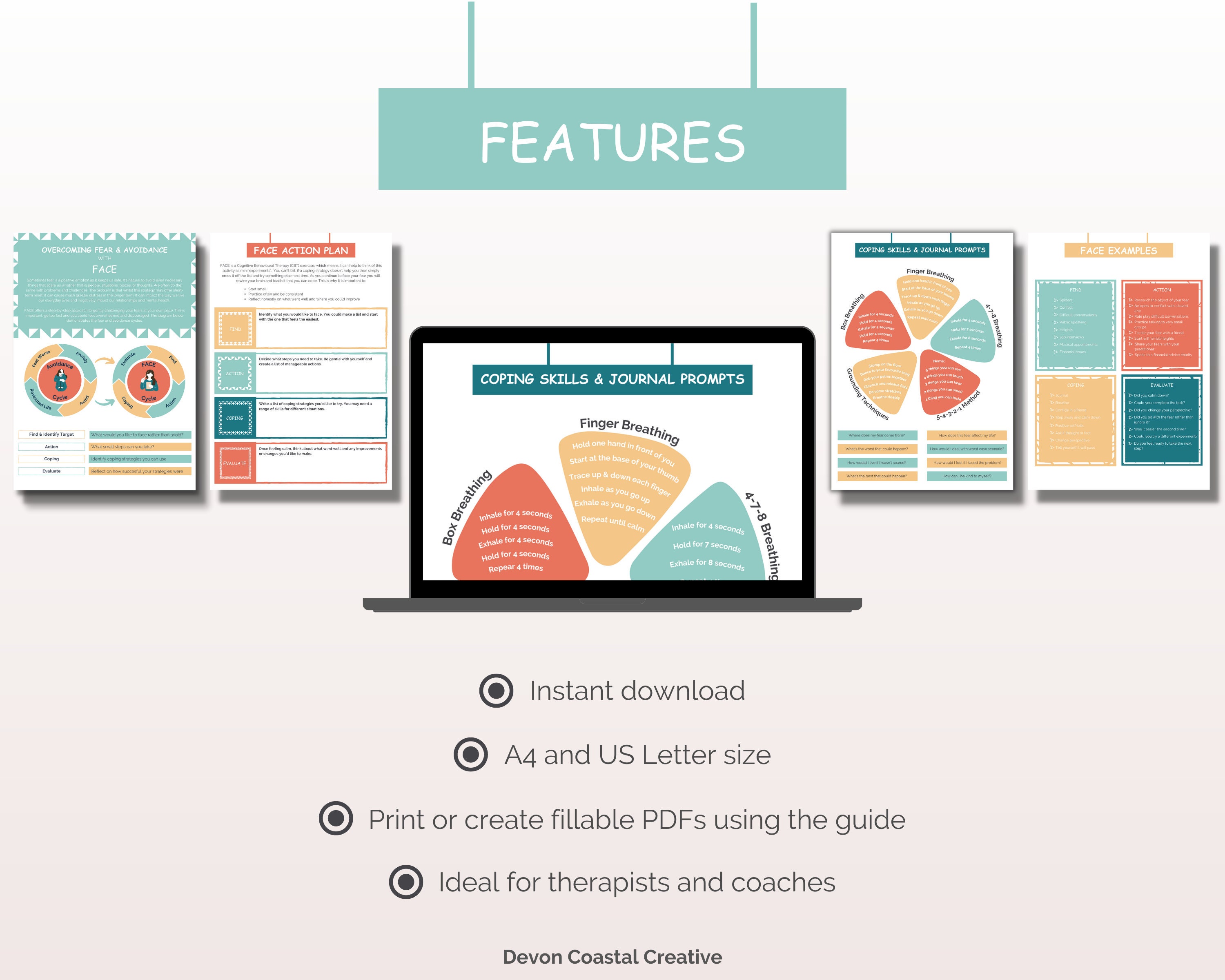 PDF Fear Avoidance Worksheets CBT Anxiety Worksheets Journal Prompts