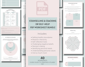 PDF Self-Help or Therapy Worksheets, Coaching Worksheets, Therapy Tools, Coaching Tools, CBT worksheet, Anxiety Tool, Counselling Worksheets