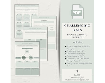 Challenging Negative Automatic Thoughts Worksheets, Cognitive Distortions Worksheets, Unhelpful Thought Processing Worksheets, CBT Therapy