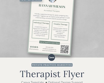 Therapist Flyer Template, Editable Marketing Flyer, Therapy Tools, Coaching Tools, Business Brochure, Leaflet, Pamphlet, Events flyer, Canva