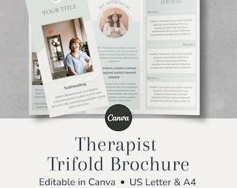 Therapist Trifold Brochure Template | Editable Canva Leaflet for Counsellors & Coaches (Digital Download)