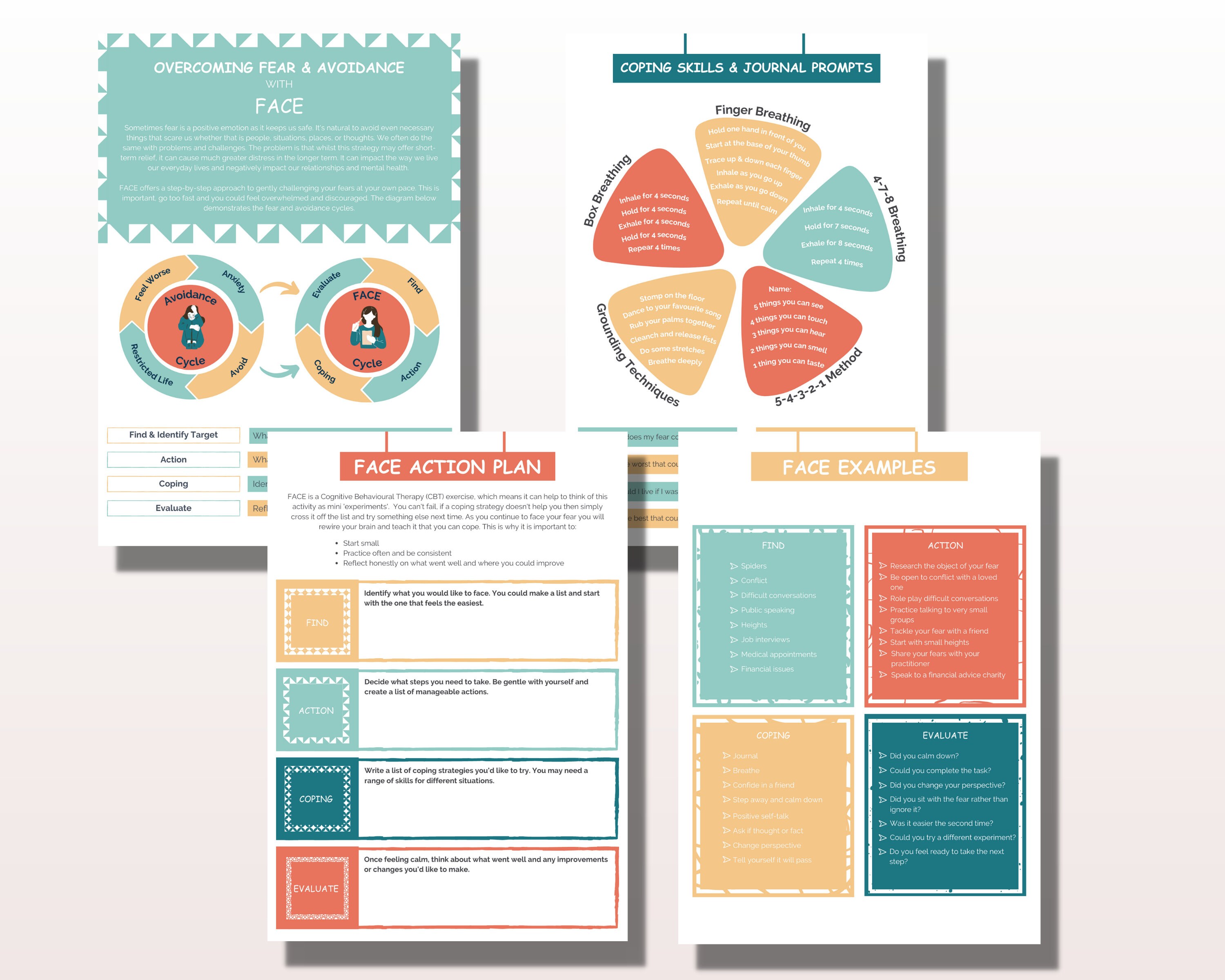 PDF Fear Avoidance Worksheets, CBT, Anxiety Worksheets, Journal Prompts ...