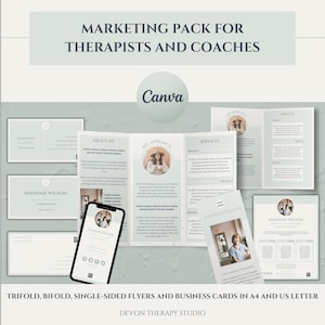 Modèles de brochure, Cartes de visite, Brochure marketing modifiable, Brochure à trois volets, Brochure à deux volets, Flyer A5, Outils de thérapie, Aides à l'entraînement