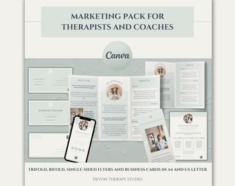 Brochure Templates, Business Cards, Editable Marketing Brochure, Trifold Brochure, Bifold Brochure, A5 Flyer, Therapy Tools, Coaching Aids