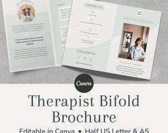 Therapist Bifold Brochure Template | Editable Canva Leaflet for Counsellors & Coaches (Digital Download)