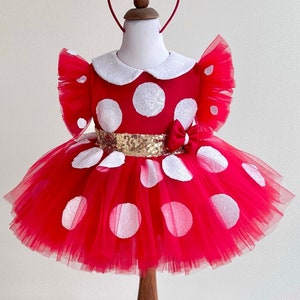 Minnie Mouse Tulle Dress for Toddlers | First Birthday Minnie Mouse Toddler Costume | Handmade Tulle Dress | Halloween Costume