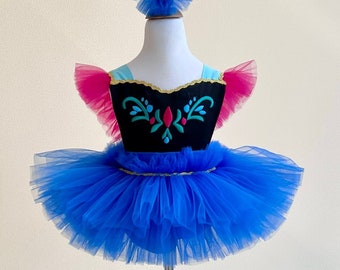 Déguisement Anna, tenue d'anniversaire pour fille, robe d'halloween pour séance photo, robe de costume tutu, tenue 1er anniversaire, barboteuse brise de gâteau