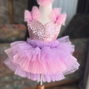 Vestido de tutú morado para bebé y niño pequeño / Vestido de tul para primer cumpleaños / Tutú de cumpleaños / Disfraz de Halloween