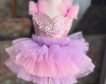 Purple Birthday Tulle Dress | First Birthday Dress | Tulle Dress | Photoshoot Outfit