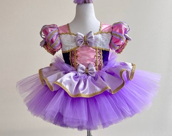 Robe Raiponce pour tout-petits | Déguisement en tulle violet premier anniversaire | Tutu de princesse violet | Déguisement pour la récréation