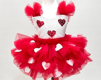 Tenue de Saint-Valentin pour bébé fille\Tenue de premier anniversaire\Robe d'anniversaire rouge\Tenue de séance photo\Combinaison coeur rouge\Déguisements d'Halloween pour bébé