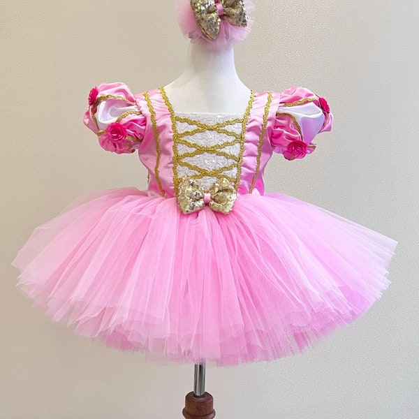 Disfraz de princesa rosa, vestido de tutú rosa para bebé, disfraz de Halloween para cumpleaños de niños pequeños, disfraces para sesión de fotos