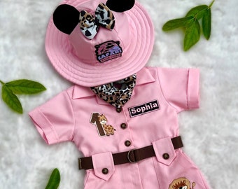 Personalized Safari Outfit One Piece *Safari Minnie Mouse Costume for Toddler* 12-24-36 Months Toddler Safari Halloween Kids Costume