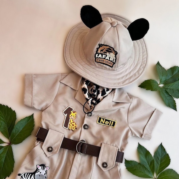 Personalized Safari Outfit for Baby & Toddler - Baby Safari Costume, Halloween Kids Costume