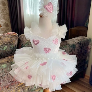 18m pink valentine dress Valentine's day Girl Dress, Toddler Photo Outfit, Girl Birthday Dress, Valentine's day Dress, Pink Heart Dress, Pink Tutu