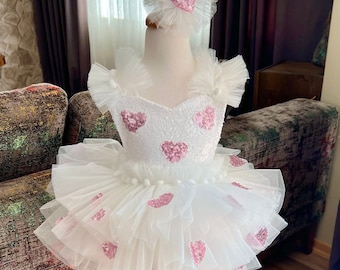 Valentines Day Outfit for Baby Girl,Toddler Valentines Dress,First Birthday Dress,Baby Party Dress,Baby Tulle Dress