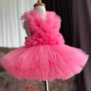 Pink Birthday Tulle Dress | First Birthday Dress | Tulle Dress | Princess Tutu |  Photoshoot Outfit
