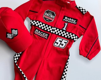 Disfraz de coche de carreras para niños pequeños - Traje de cumpleaños de coche de carreras - Mono de carreras para niños - Regalo para bebé niño - Disfraz de Halloween
