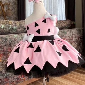 Pink Pebbles Flintstone Costume | Baby Girl Tulle Dress | 1st Birthday | Halloween | First Birthday