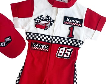 Fast One Birthday Suit - Race Car Birthday Toddler Costume - Kids Racing Jumpsuit - Baby Boy Gift - Halloween Costume