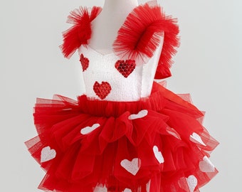 Valentines Day Outfit for Baby Girl\First Birthday Outfit\Red Birthday Dress\Photoshoot Outfit\Red Heart Romber\Halloween Baby Costumes