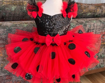 Costume da coccinella miracolosa in tulle/abito tutu per bambina/abito in tulle ispirato alla Disney