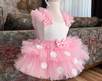 Minnie Mouse Tulle Dress for Toddlers | First Birthday Minnie Mouse Toddler Costume | Handmade Tulle Dress | Halloween Costume