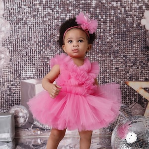 Pink Birthday Tulle Dress | First Birthday Dress | Tulle Dress | Princess Tutu |  Photoshoot Outfit